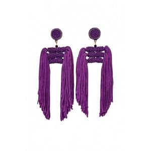 NEW HELLO EDIE women's lauren beaded tassel earrings in purple
